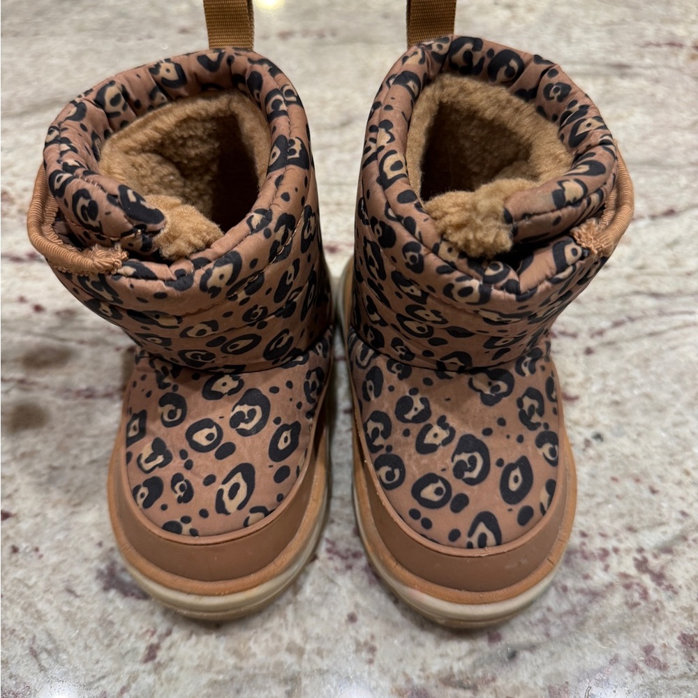 Kids Leopard Print Winter Boots in Brown Zara